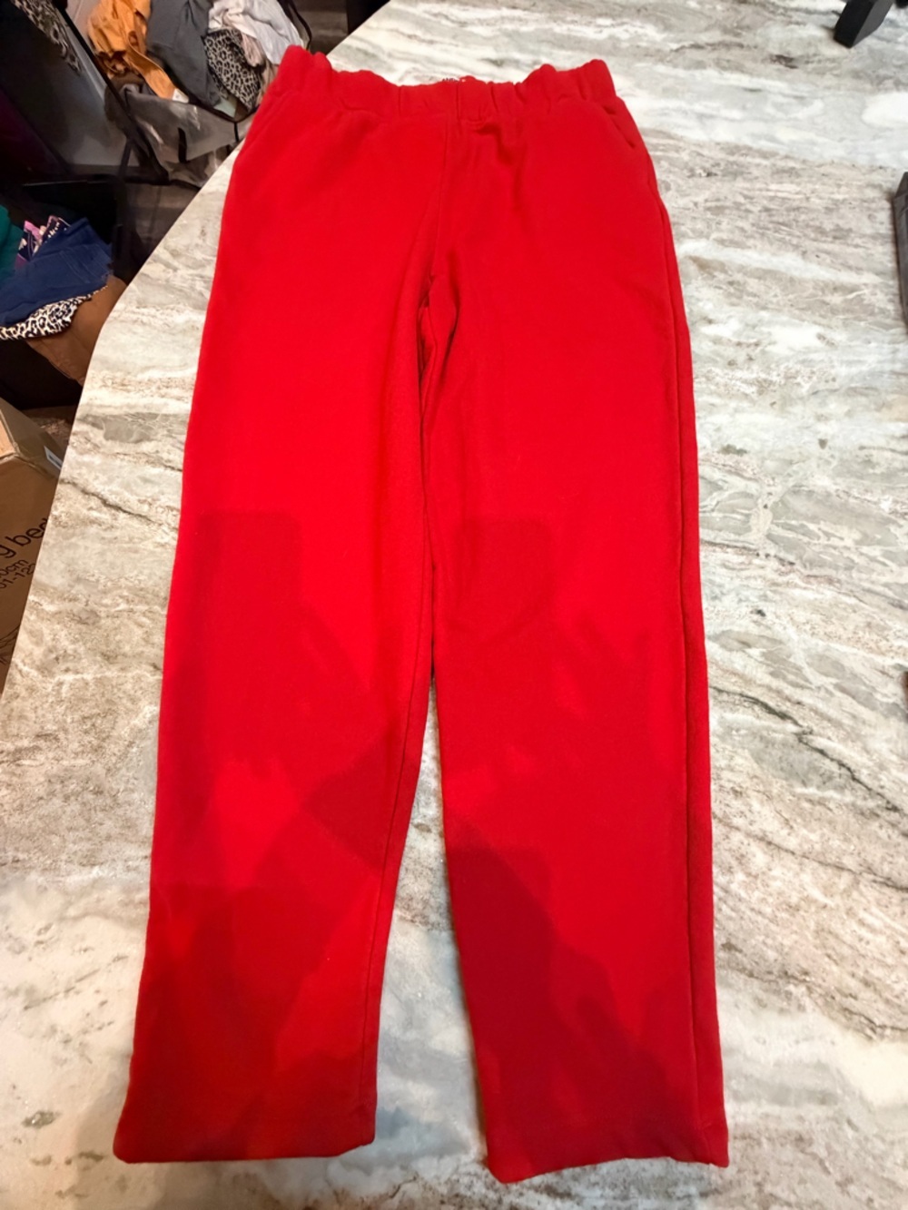 Lands End Red Knit Pants Womens M 10-12 Elastic Waist Lounge Casual NEW